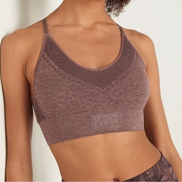 VS PINK SEAMLESS LIGHTLY LINED ATHLETIC SPORTS WORKOUT BRA - Picture 3 of 12